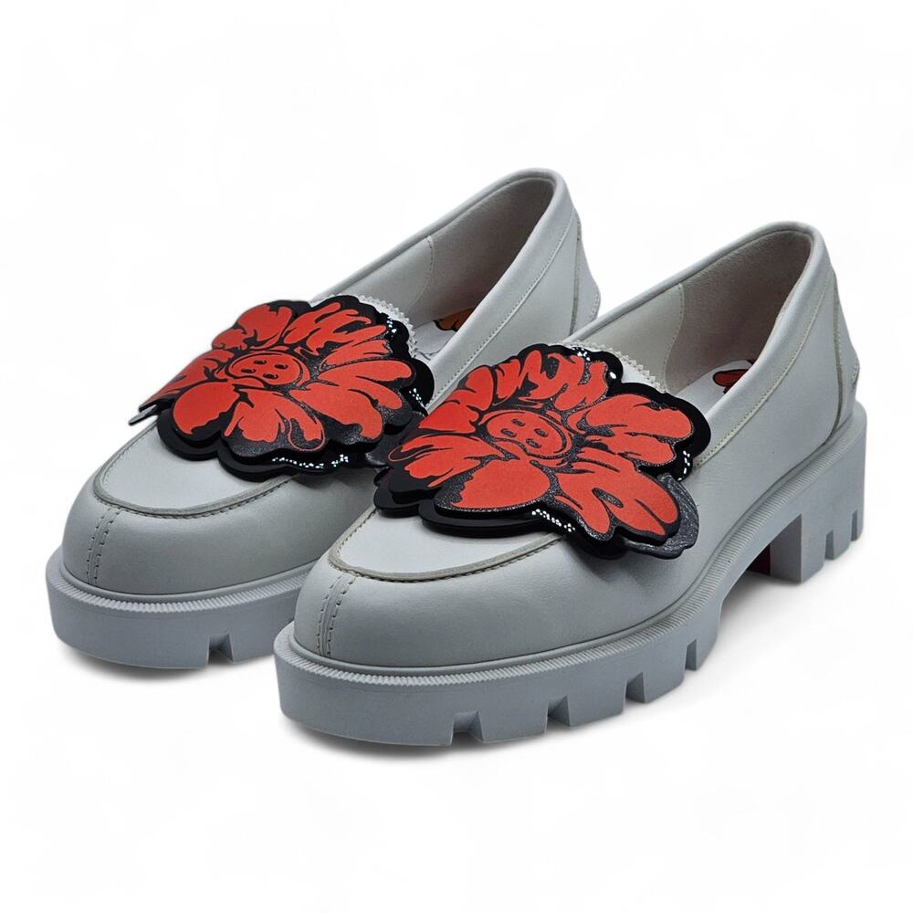 Christian Louboutin x Shun Sudo Button Flower Moc Toe Lug Loafers - White 37 - Picture 2 of 8